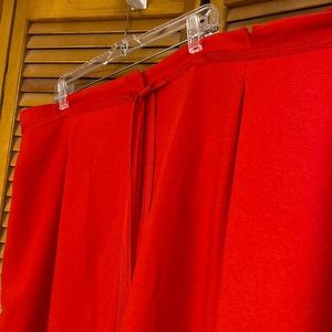 Red wide legged pants.